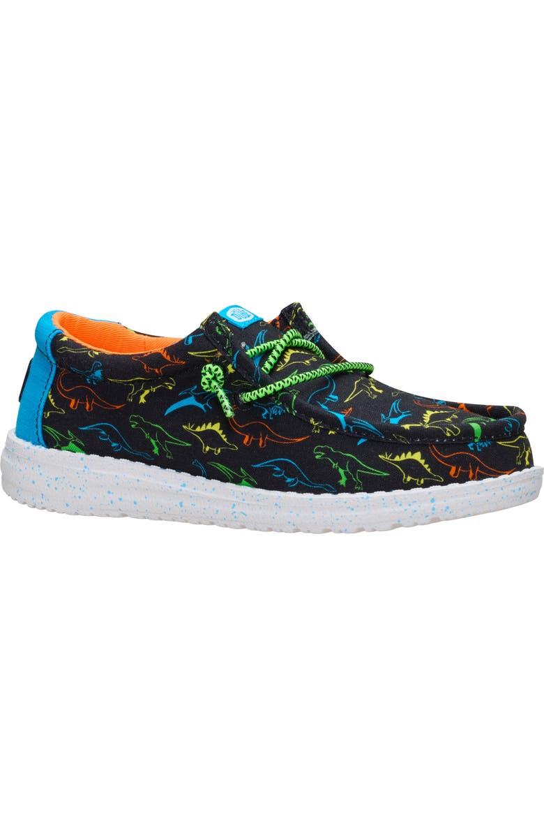 Hey Dude Kids' Wally Dinoworld Slip-On, Main, color, Black/ Neon Multi