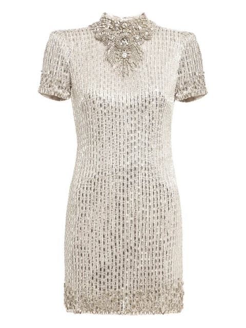 Kitty Crystal-Embellished Turtleneck Mini Dress