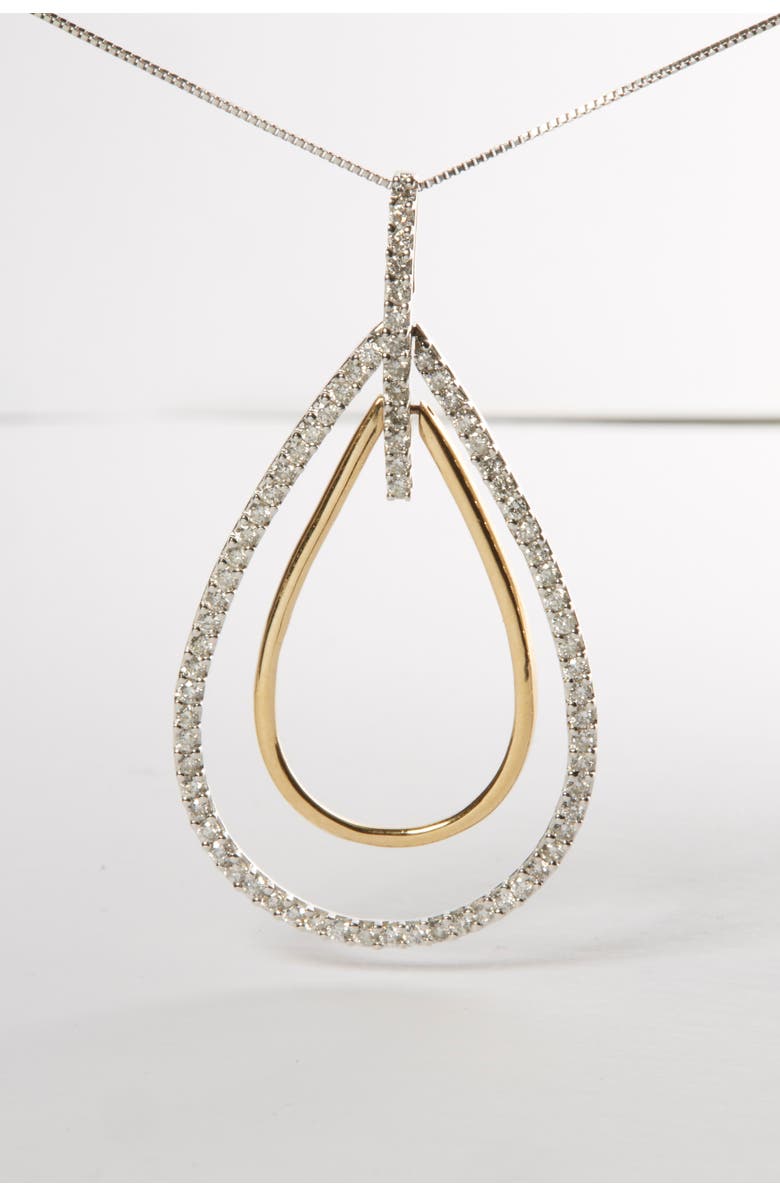 Haus of Brilliance 14K Two-Tone Gold Diamond Double Burst Pendant Necklace, Alternate, color, Yellow