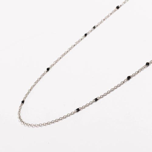 Hollywood Sensation Dainty Black Onyx Beaded Link Necklace In Silver