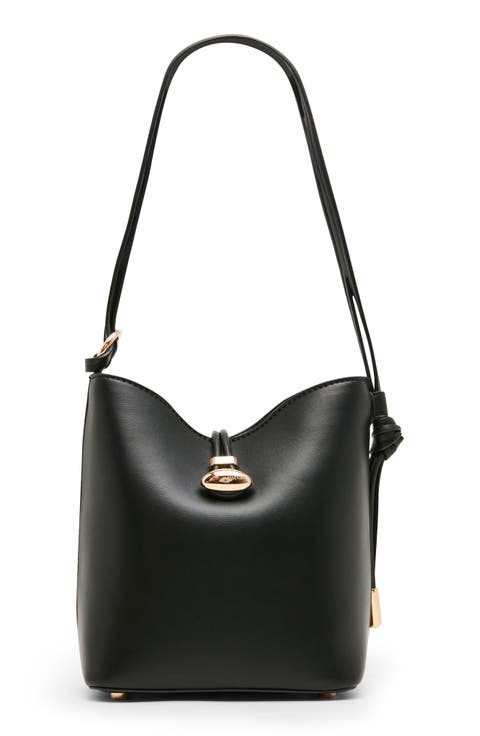 Small Faux Leather Bucket Bag