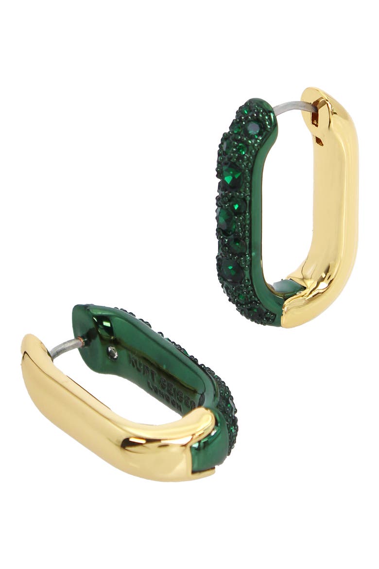 Crystal Pavé Oval Hoop Earrings, Alternate, color, GREEN