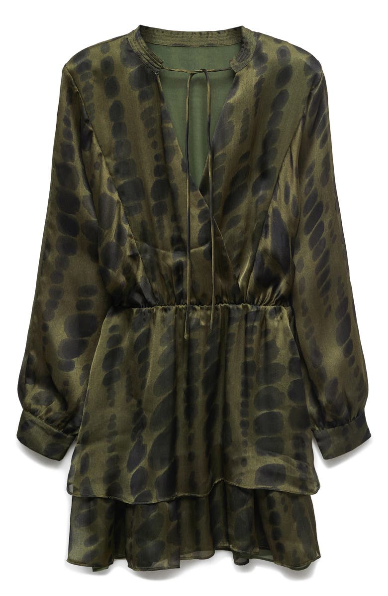 MANGO Tie Dye Long Sleeve Satin Dress, Alternate, color, Khaki Green