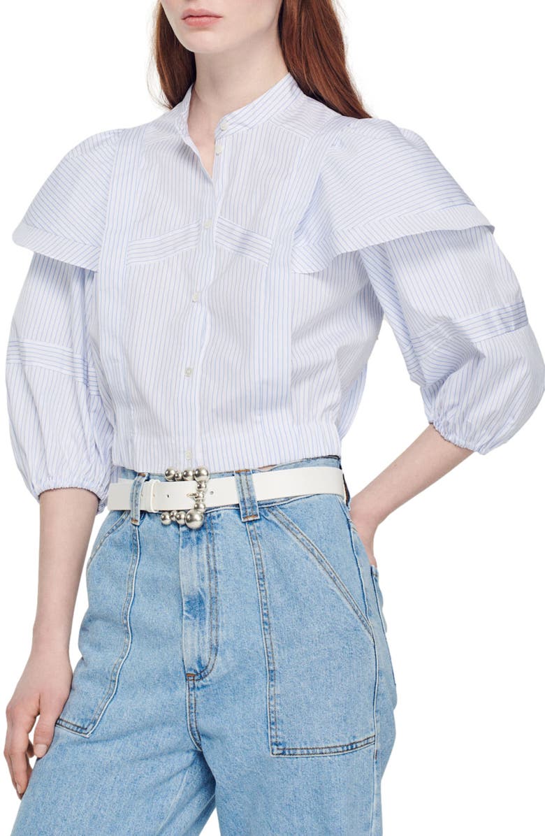 SANDRO Yzeure Stripe Button-Up Shirt, Alternate, color,