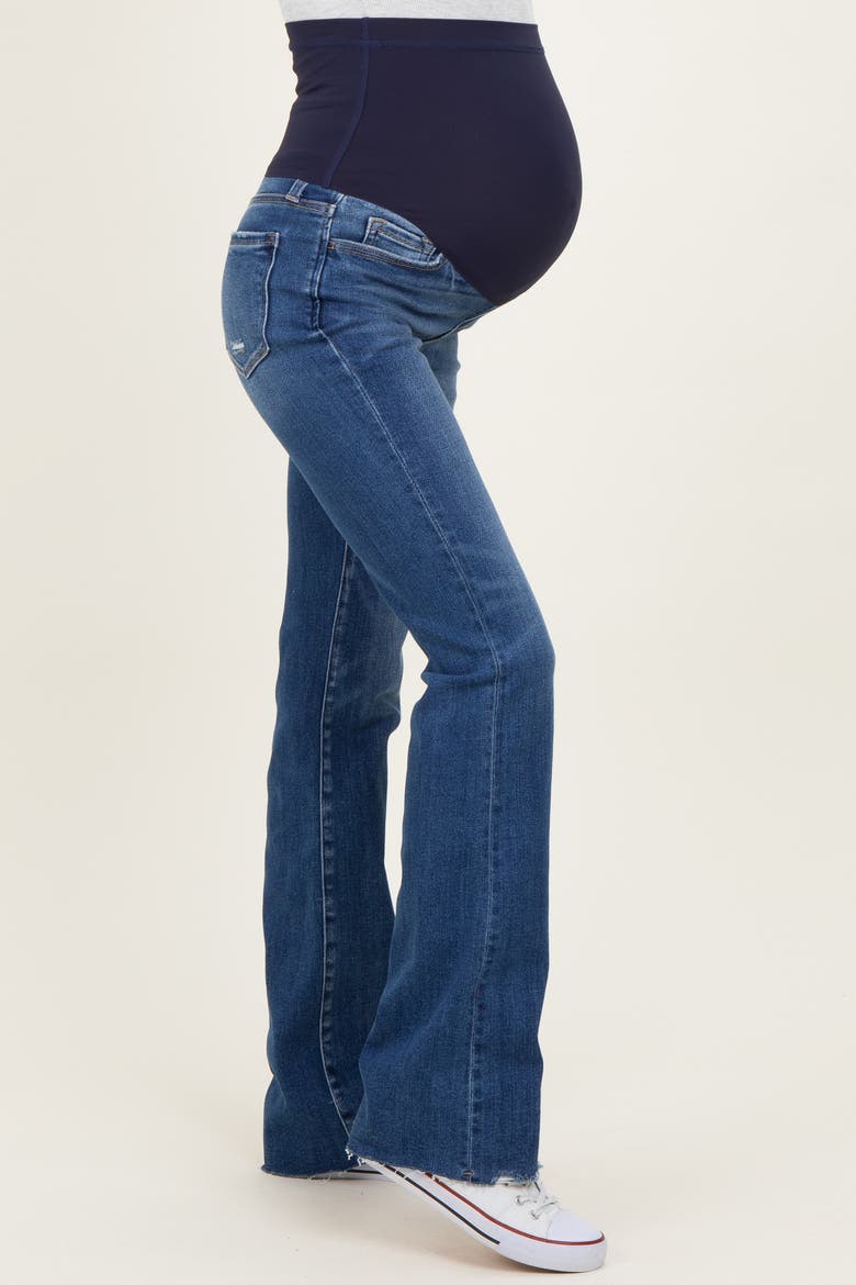 Frayed Hem Bootcut Maternity Jeans, Alternate, color, Navy Blue