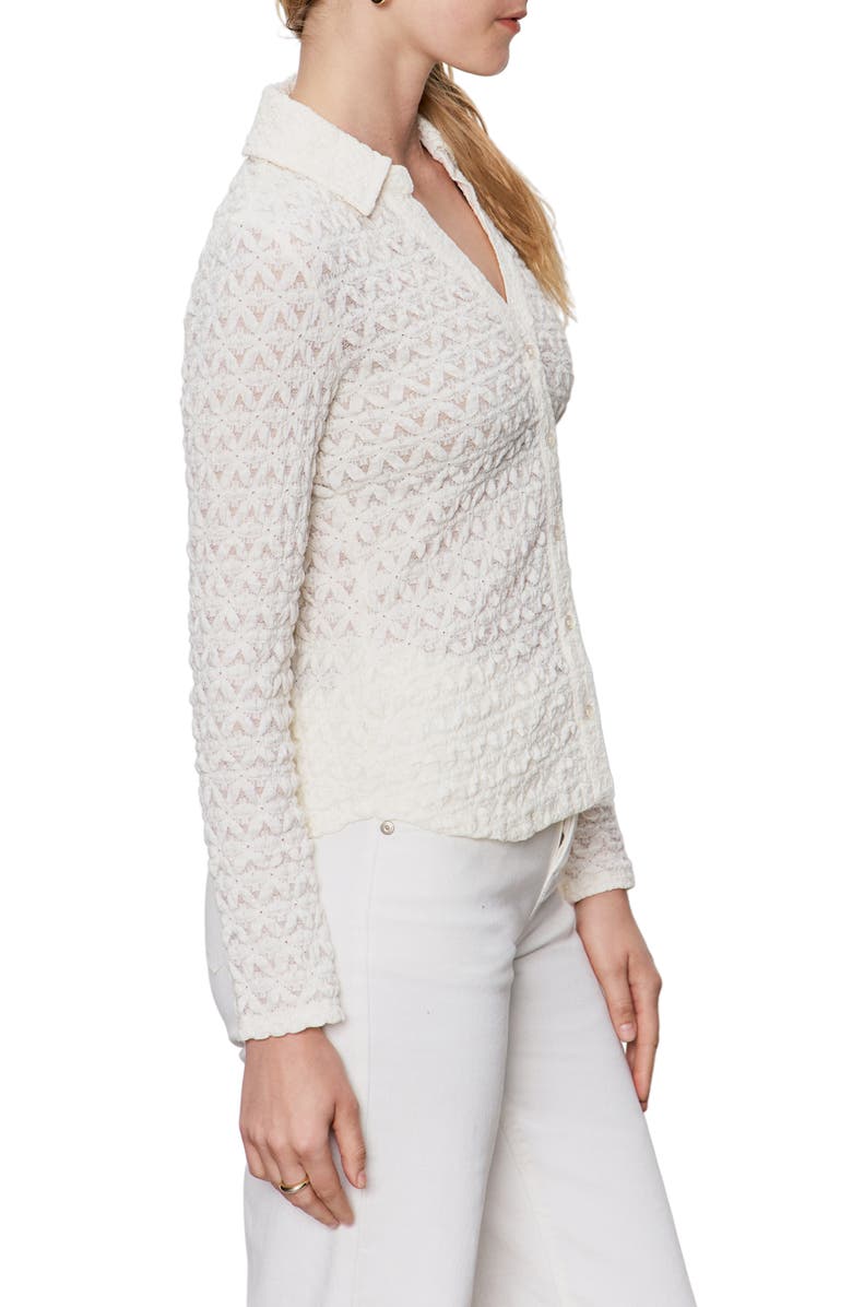 Sanctuary Dreamgirl Lace Button-Up Shirt, Alternate, color, Chalk