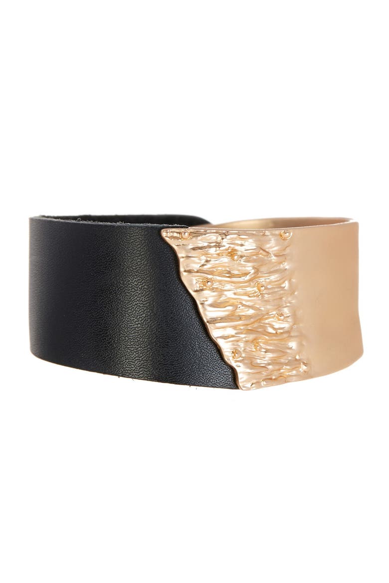 Wild Ways Metal & Leather Bracelet, Main, color, GOLD