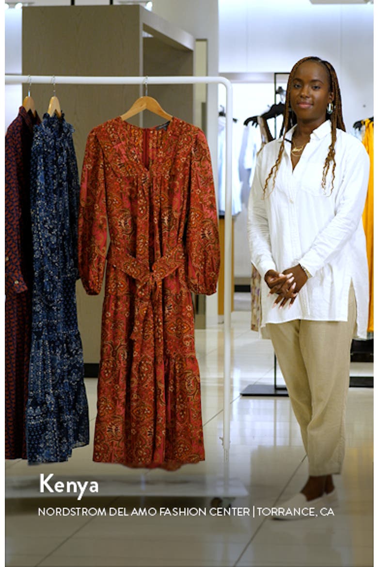 Paisley Long Sleeve Belted Midi Dress video