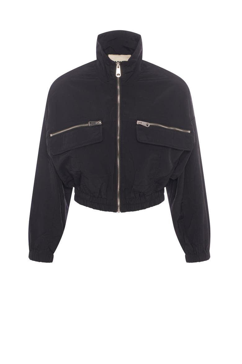 Dolman Zip-Pocket Woven Bomber Jacket, Alternate, color, Black