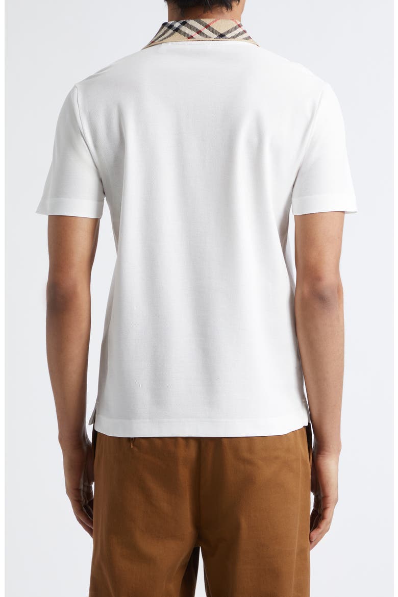 Evan Check Collar Cotton Piqué Polo, Alternate, color, WHITE