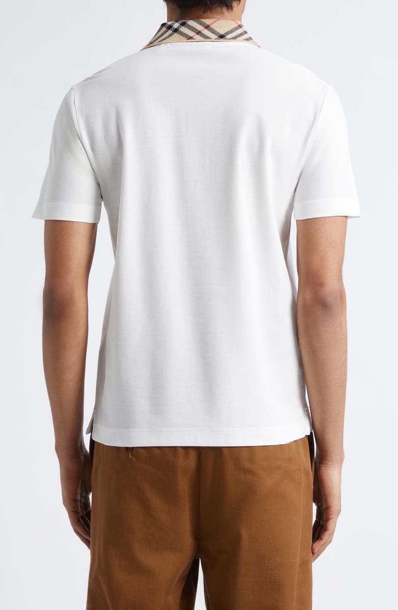 Burberry Evan Check Collar Cotton Piqué Polo, Alternate, color, White