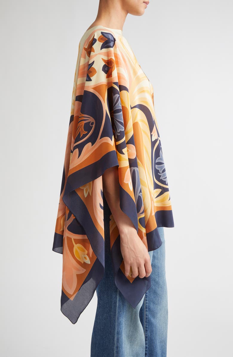 Etro Paisley Silk Poncho, Alternate, color, Beige