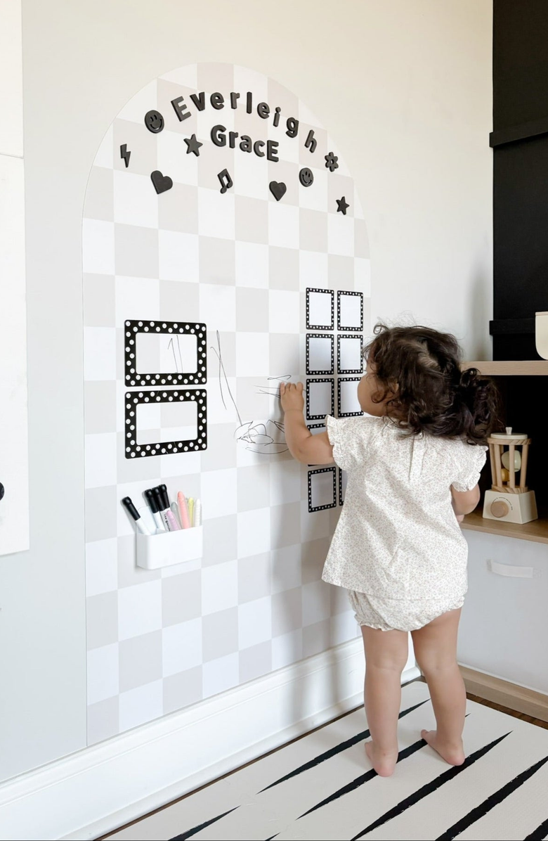 Cherrypick MEGA Magic Playwall Arch Magnetic Wall Decal, Alternate, color, Neutral Check