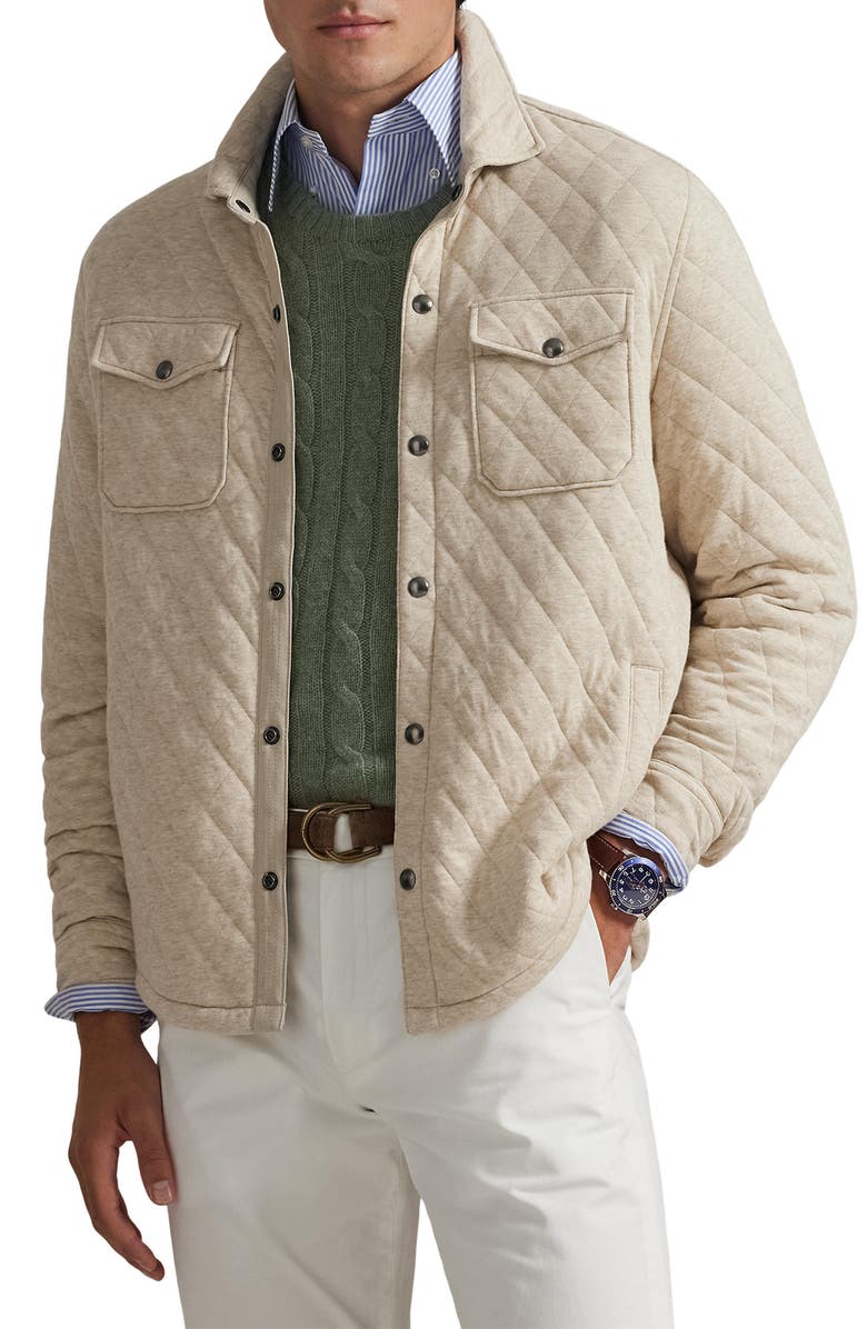 Polo Ralph Lauren Quilted Jersey Overshirt, Main, color, Expedition Dune Heather