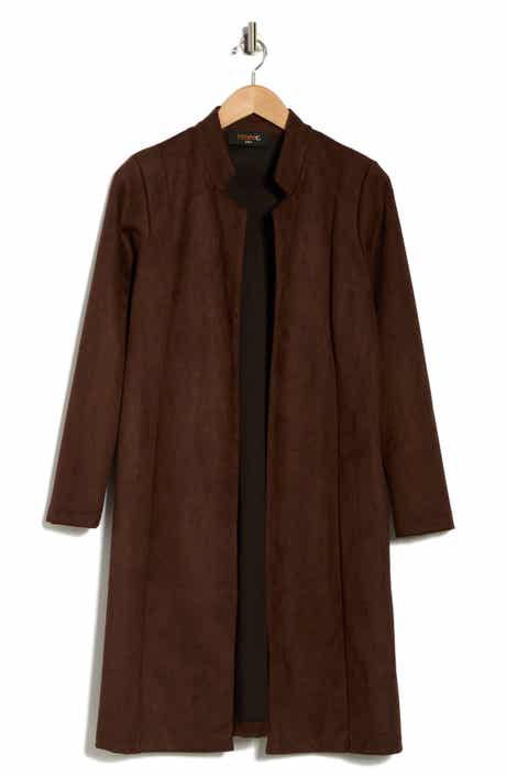 Renee C Faux Suede Longline Coat