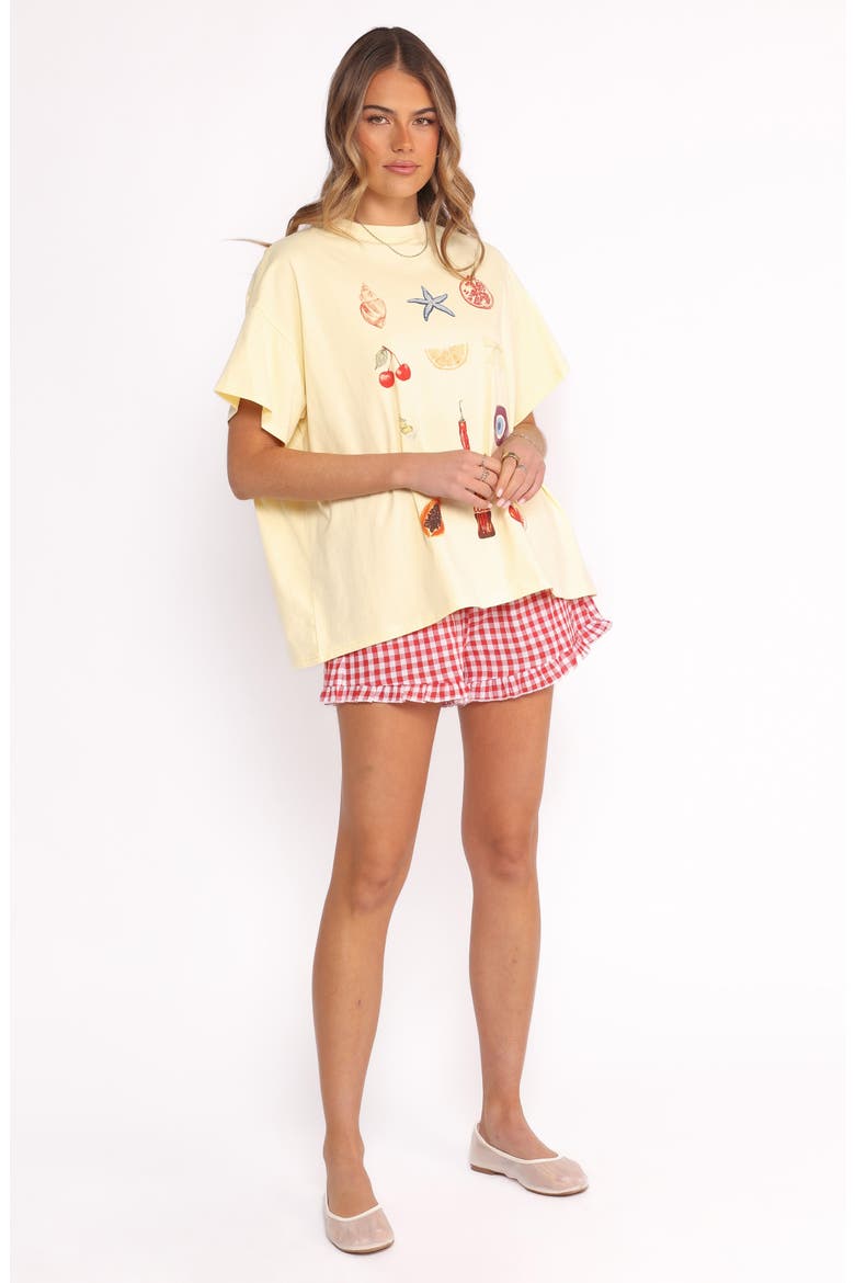 Daphne Graphic T-Shirt & Gingham Shorts Set, Alternate, color, YELLOW RED GINGHAM