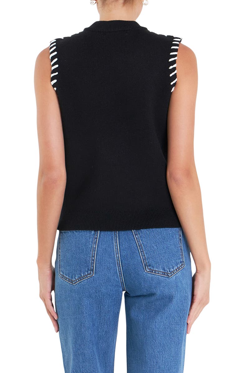 English Factory Whipstitch Detail Sweater Vest, Alternate, color, 