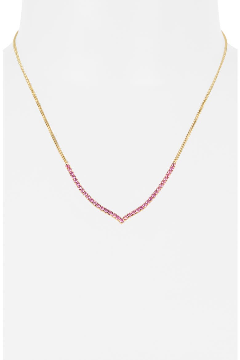 Colorful Crystal V-Front Chain Necklace, Alternate, color, YELLOW/PINK