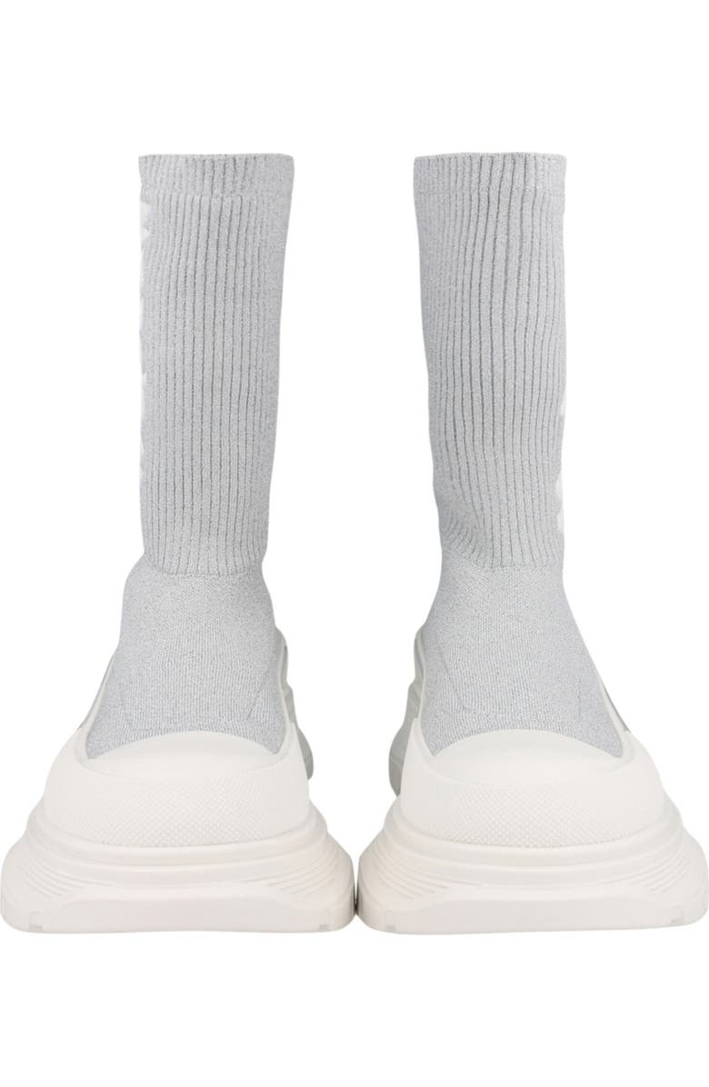McQueen Ribbed Tread Sock Bootie, Alternate, color, Silver Grey White