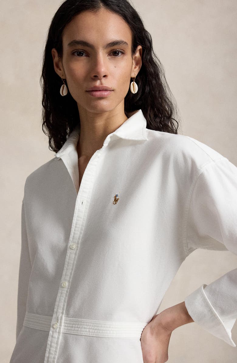 Polo Ralph Lauren Long Sleeve Panel Mini Shirtdress, Alternate, color, Bsr White