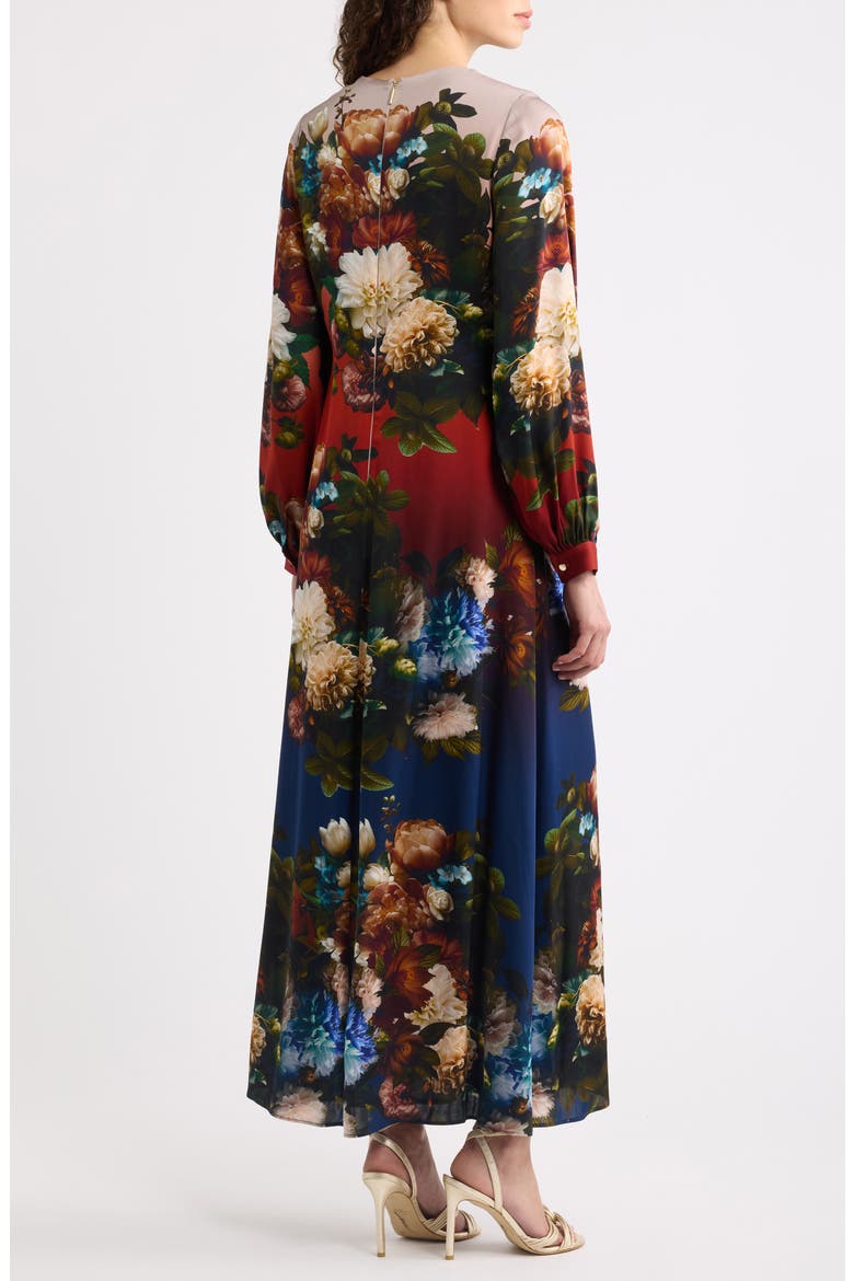 The Renata Floral Long Sleeve Silk Blend Maxi Dress, Alternate, color, MYSTICAL FORREST