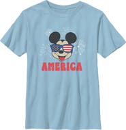 Mickey & Friends Boy's Mickey & Friends American Sunglasses and Fireworks  Graphic T-Shirt