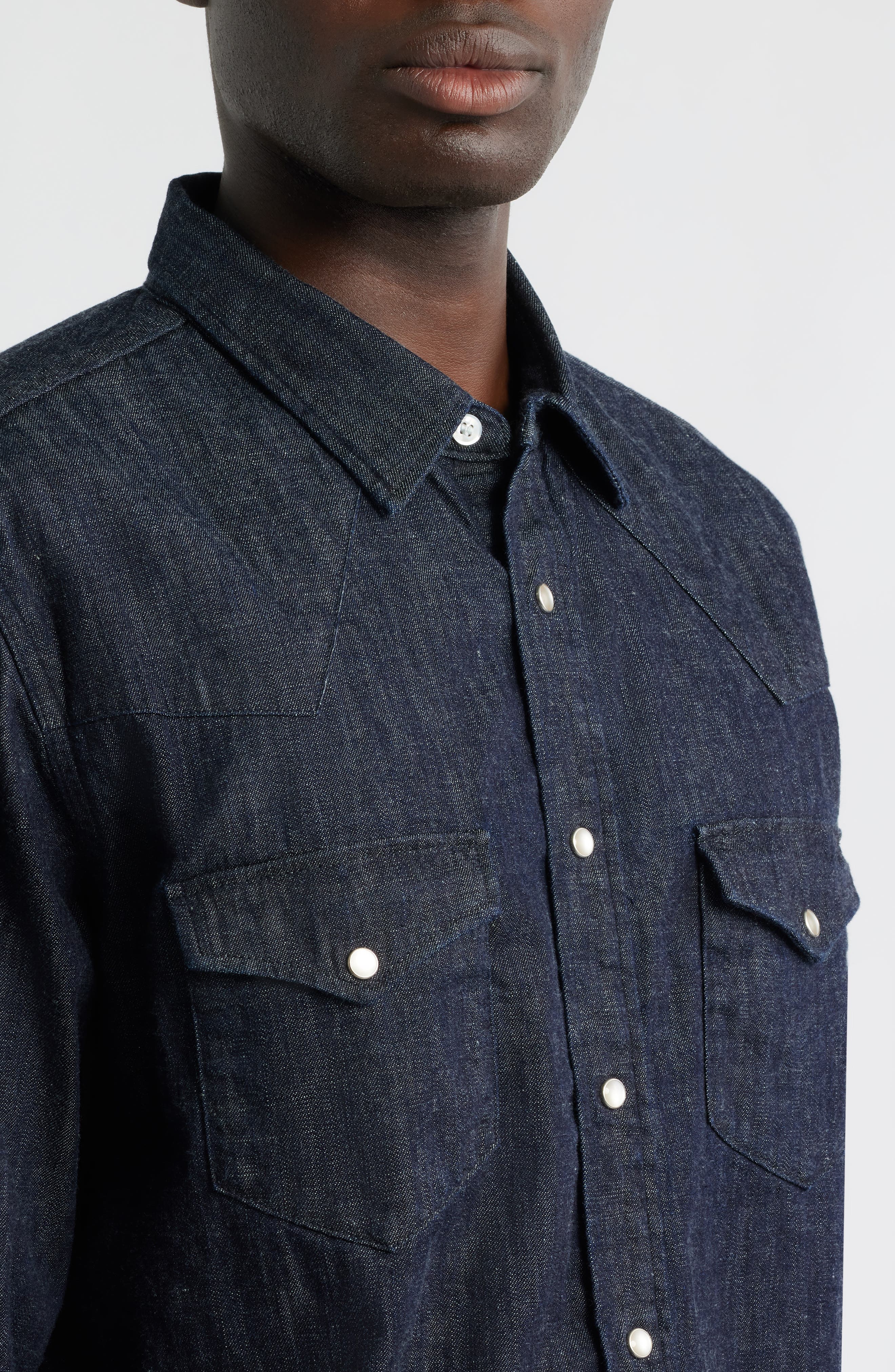 Denim Western Button-Up Shirt - image 2