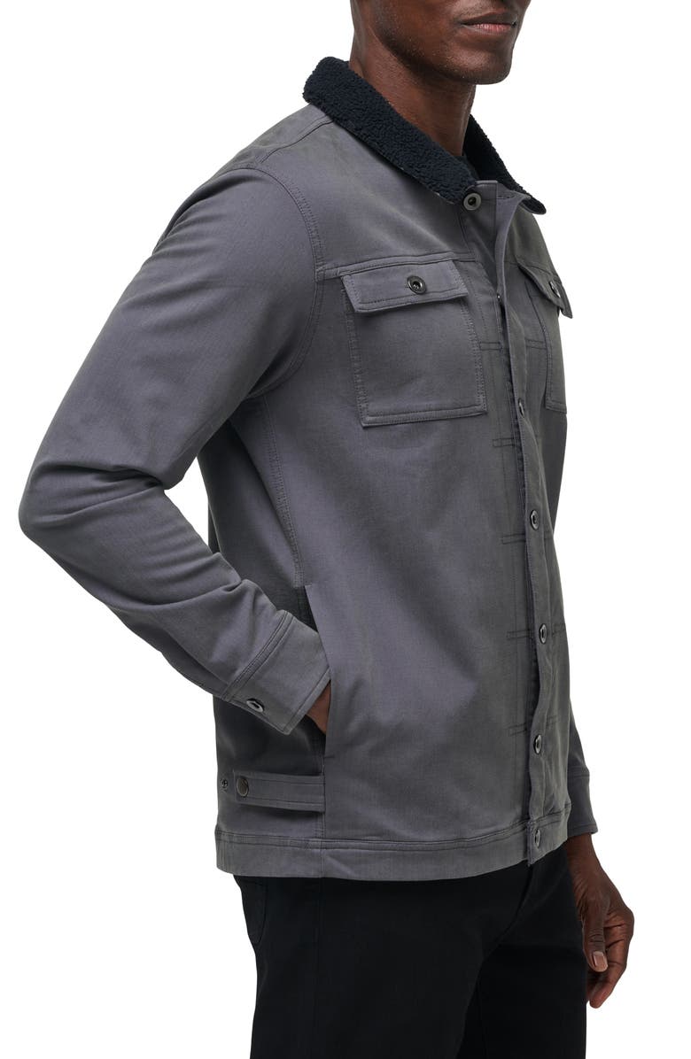 TravisMathew Cloud Denim Fleece Collar Jacket, Alternate, color, Grey Pinstripe