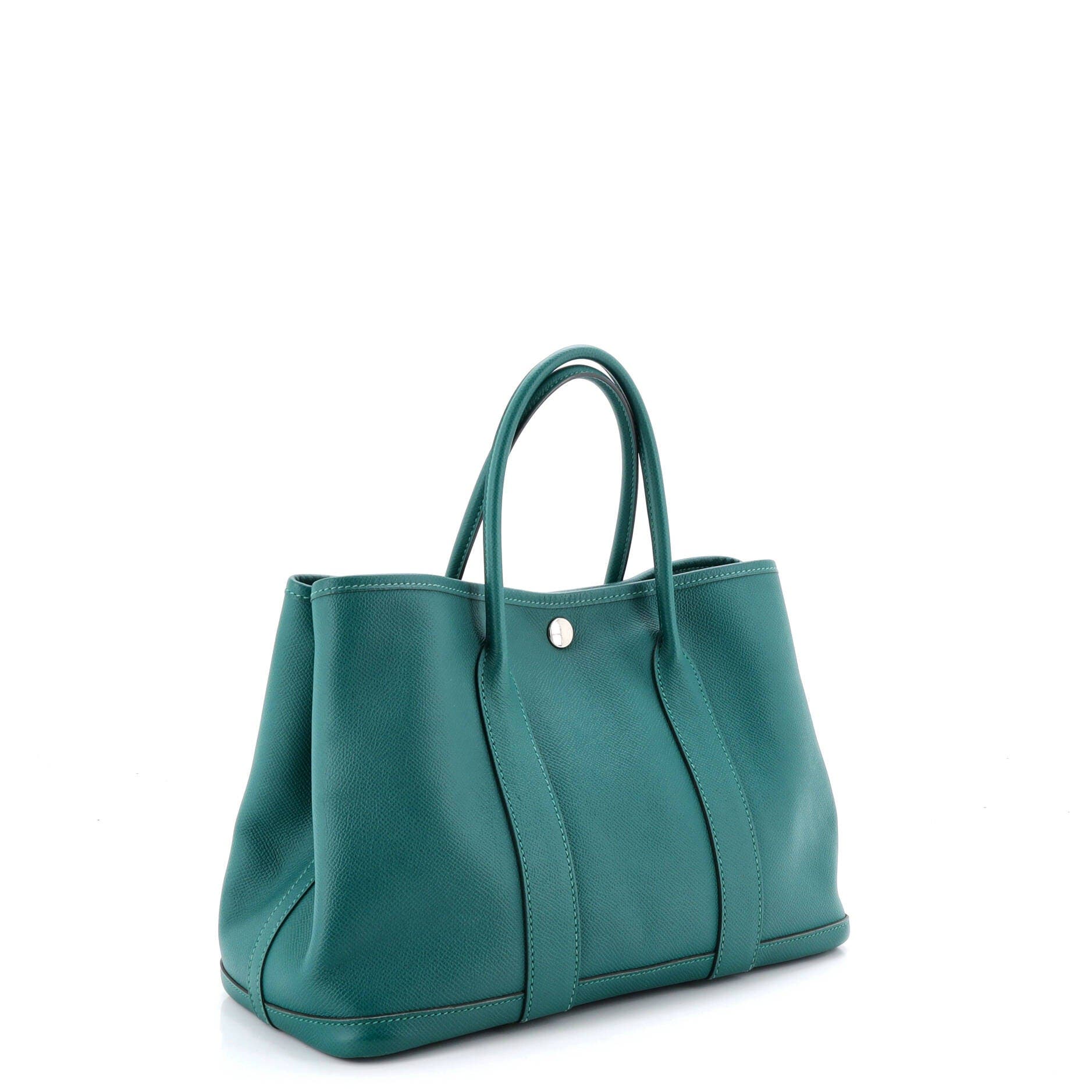Pre-Owned Hermes Garden Party Tote Leather 30, Alternate, color, Malachite