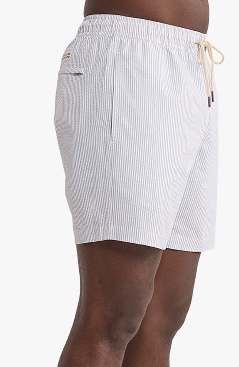 Fair Harbor The Bayberry Medallion Print Water Repellent Swim Trunks, Alternate, color, Grey Seersucker