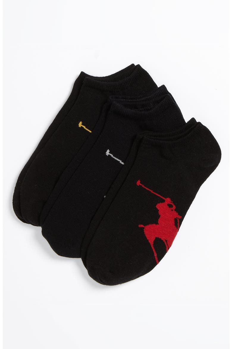 3-Pack No-Show Socks, Main, color, BLACK
