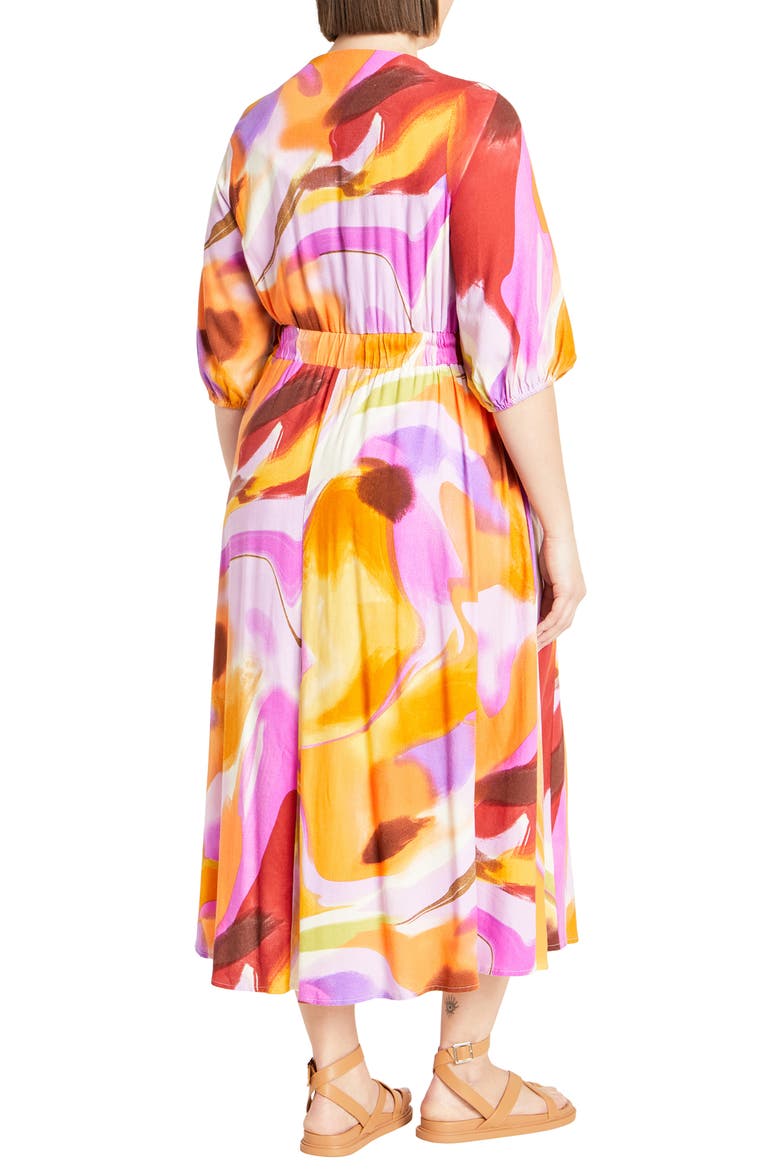 Swirl Print Tie Front Midi Dress, Alternate, color, SUMMER SWIRL