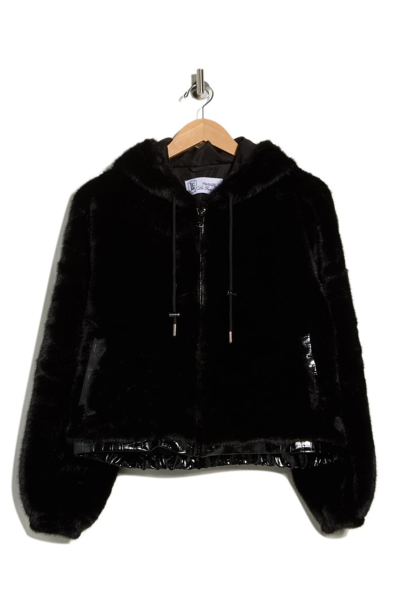 La Fiorentina Faux Fur Hoodie, Main, color, Black