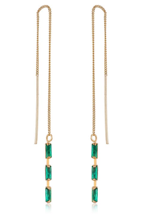 Cubic Zirconia Baguette Threader Earrings