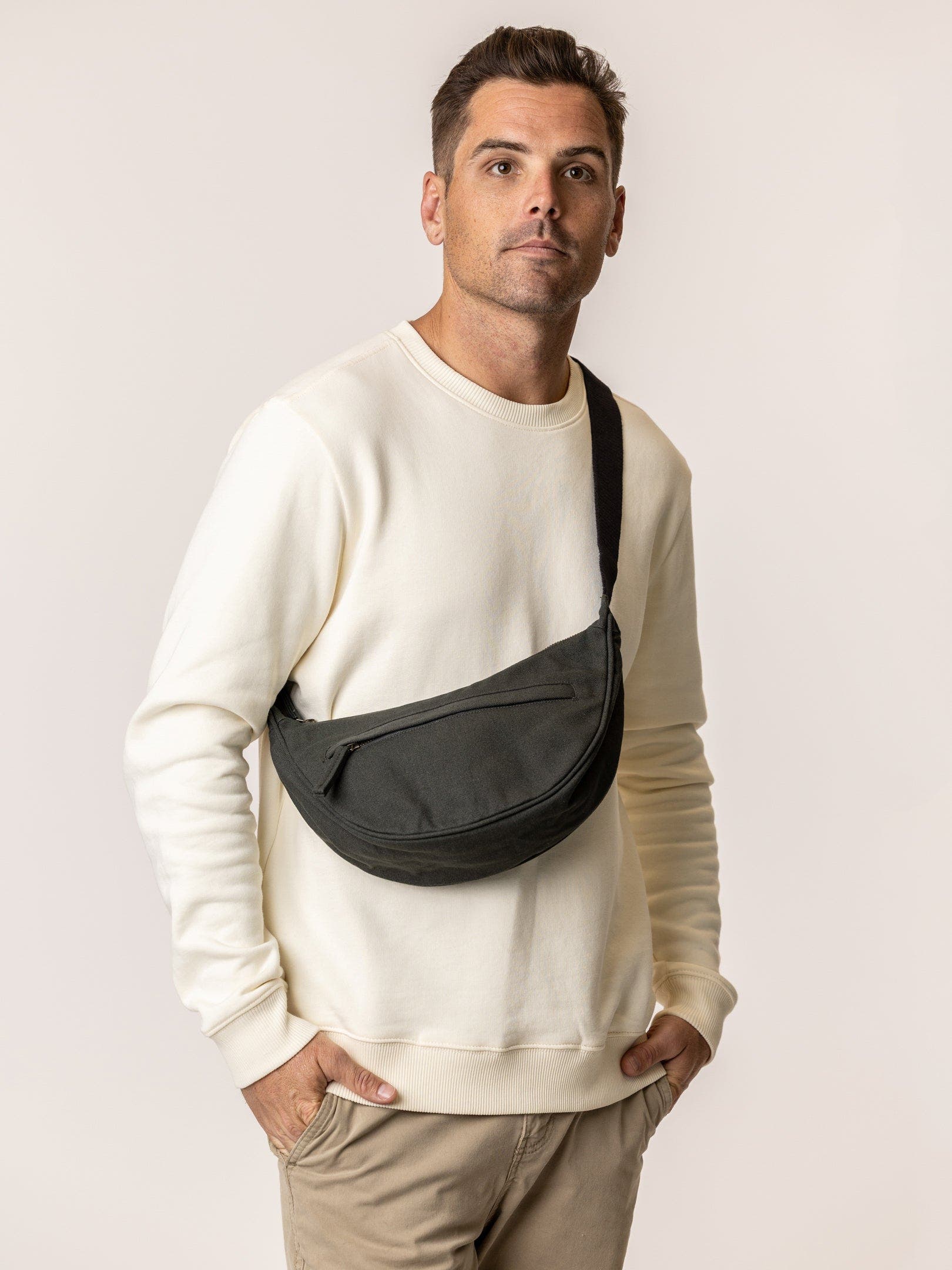 Organic Cotton Crossbody Bag, Alternate, color, Charcoal Grey