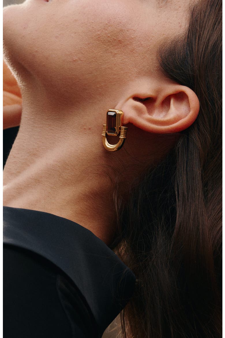 Olympieion Earrings, Alternate, color, Brown & Gold
