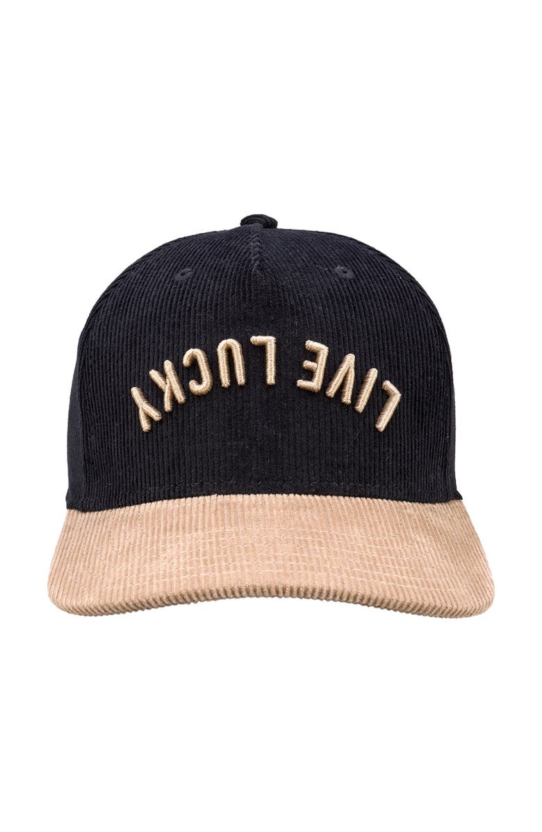 Black Clover Cord Upside Down Luck 5 Hat, Main, color, Brown