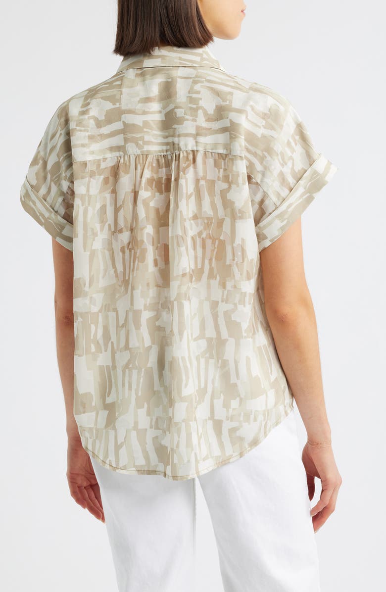 DKNY Allover Print Button-Up Shirt, Alternate, color, Broken City Burnout