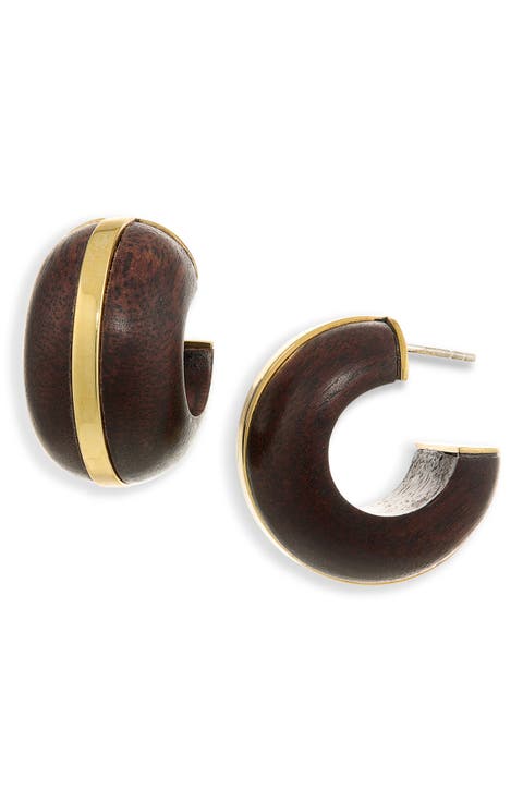 Halo Acacia Wood Hoop Earrings