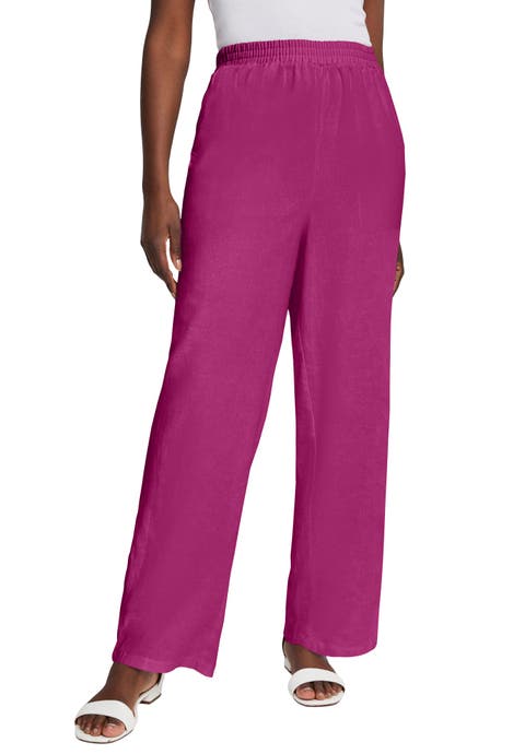 Lightweight Linen Blend Straight Leg Pants