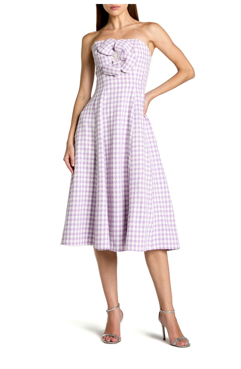 Mac Duggal Embellished Boucle Strapless Midi Dress, Main, color, Lilac