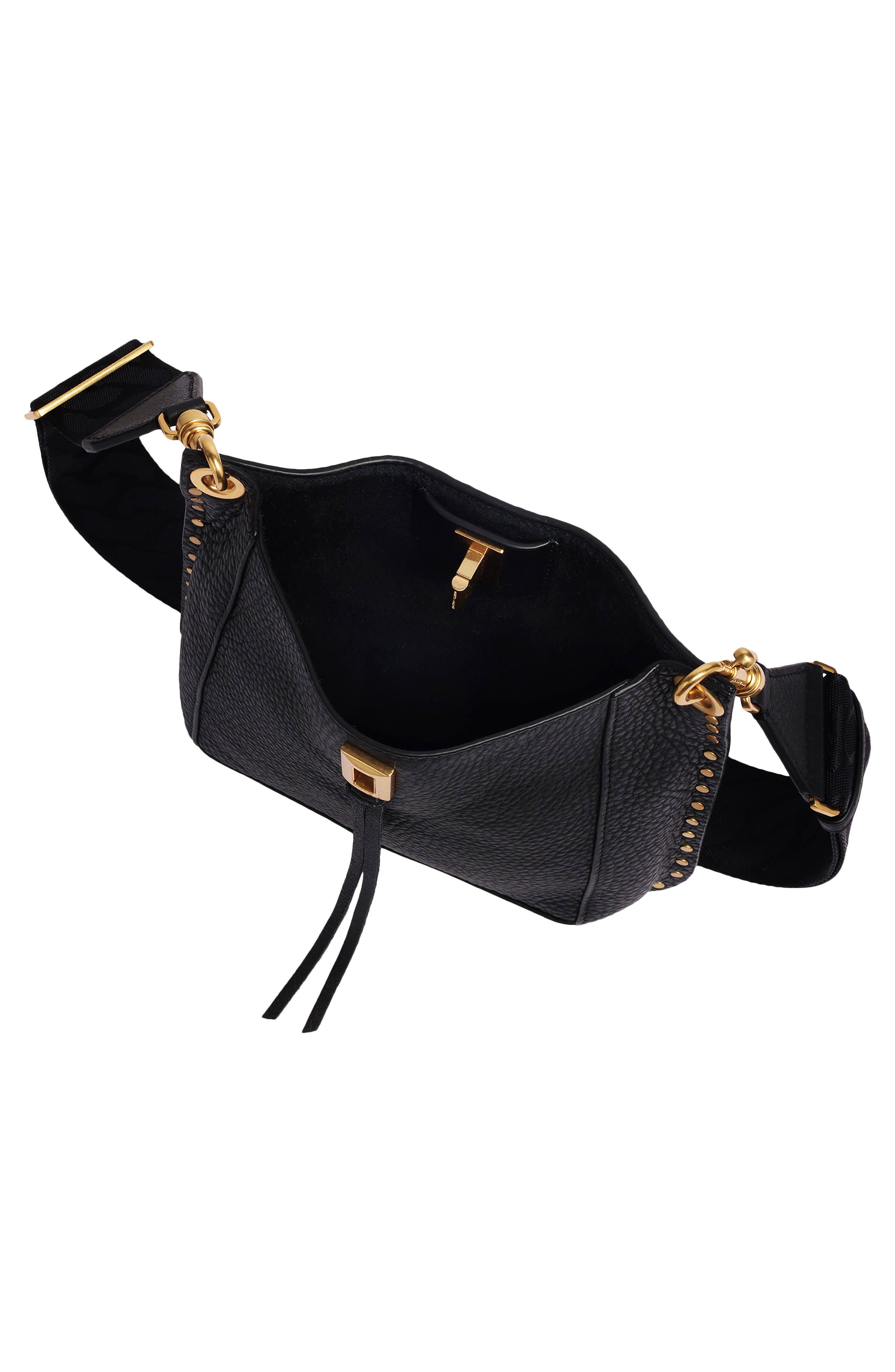 Darren Small Messenger Leather Crossbody Bag, Alternate, color, BLACK