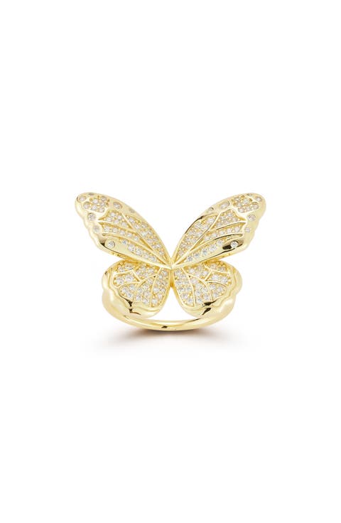Pavé Cubic Zirconia Butterfly Ring