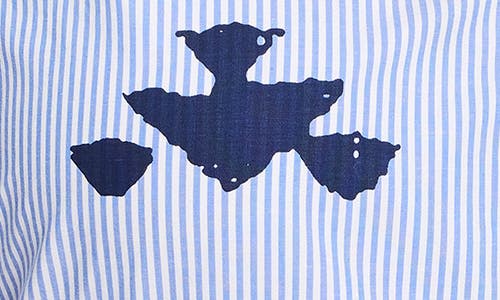 Nic + Zoe Nic+zoe Stamped Stripe Stretch Cotton Button-up Shirt In Blue Multi