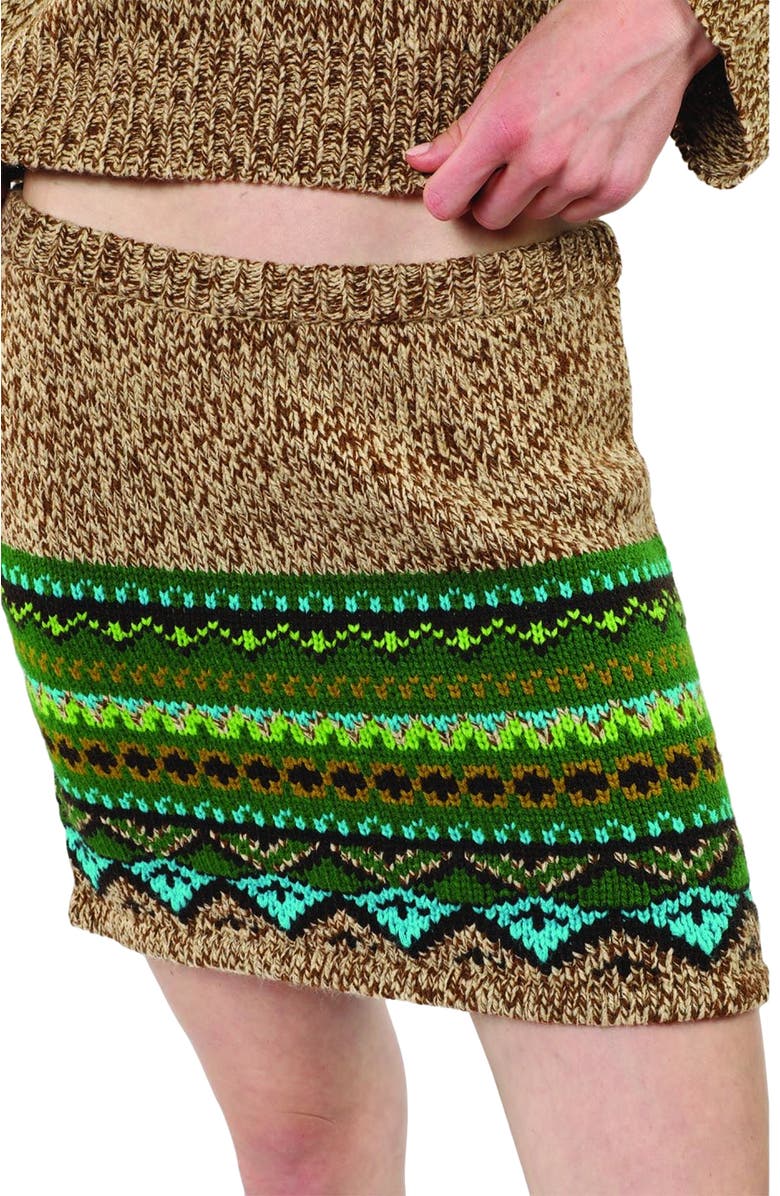 Anna Sui Fair Isle Mini Skirt, Alternate, color, Teal Multi