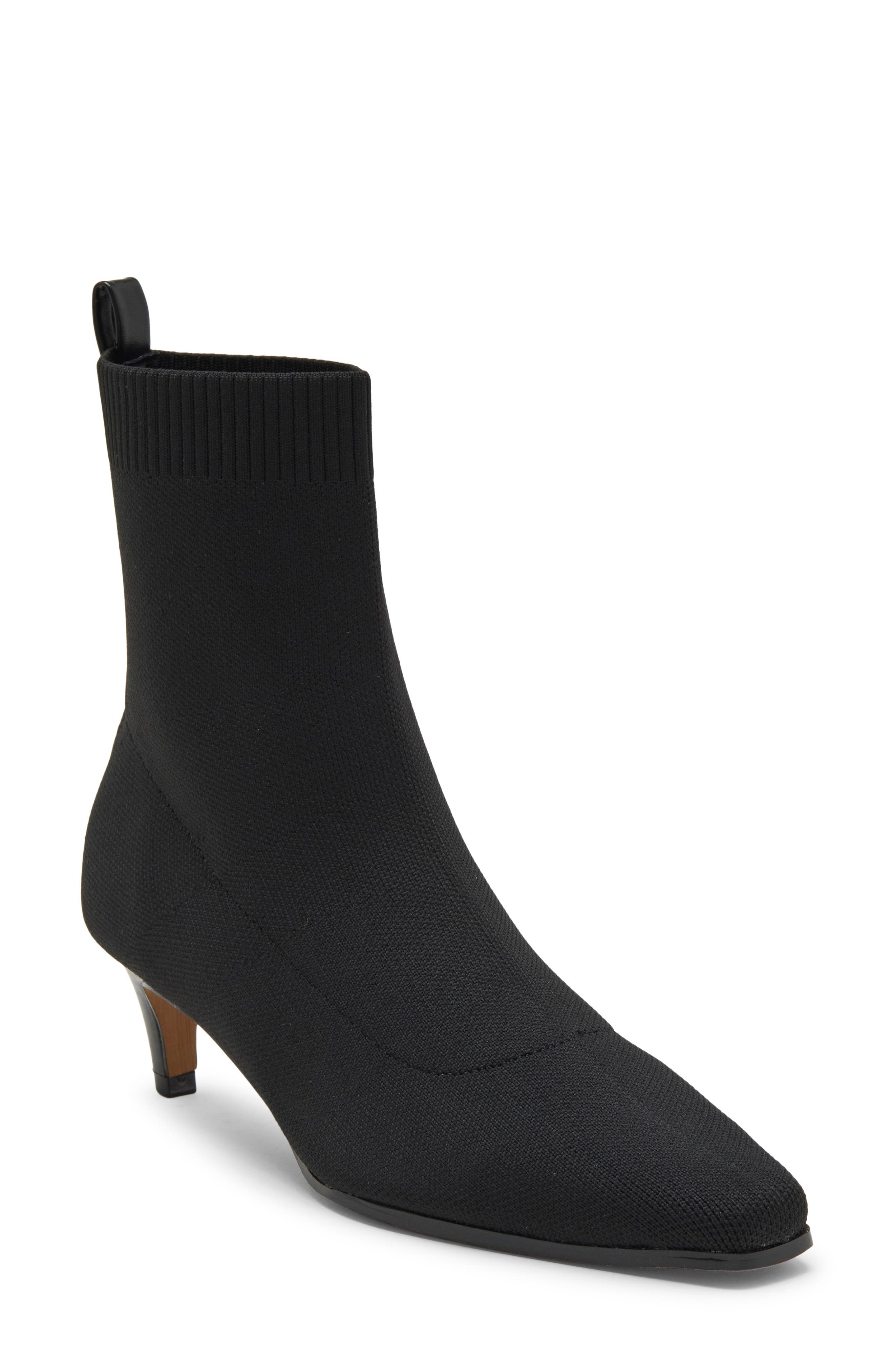 July Knit Pointed Toe Bootie, Main, color, BLACK
