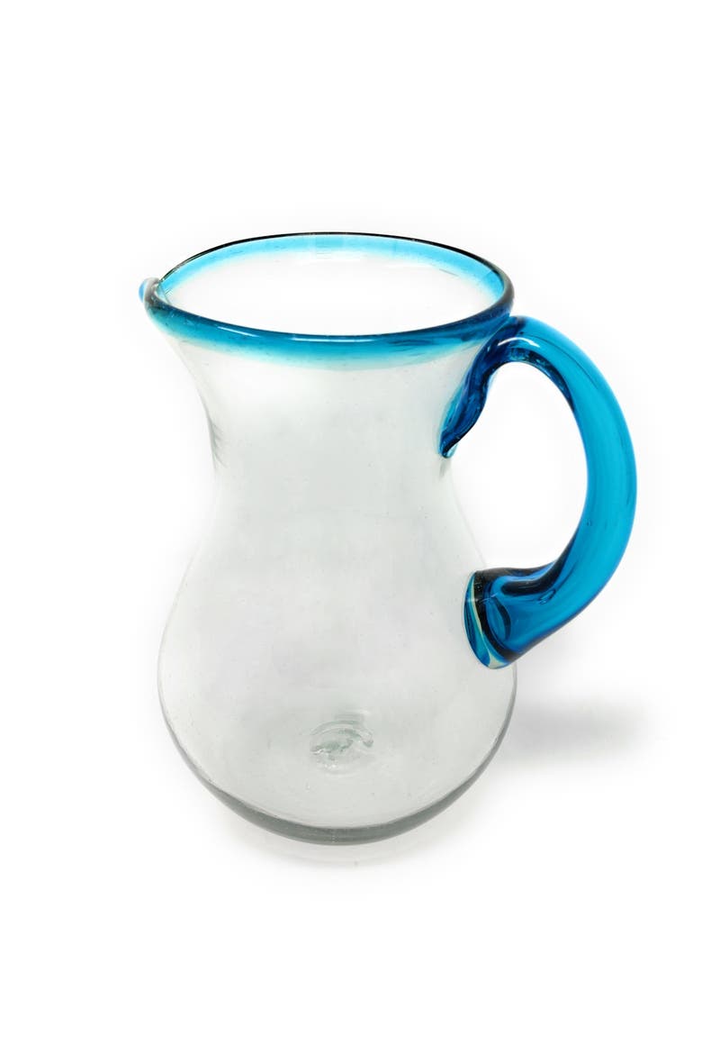 Rim & Handle Glass Pitcher, Main, color, Aqua