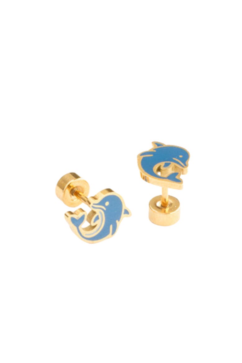 Dolphin Stud Earrings, Alternate, color, Blue