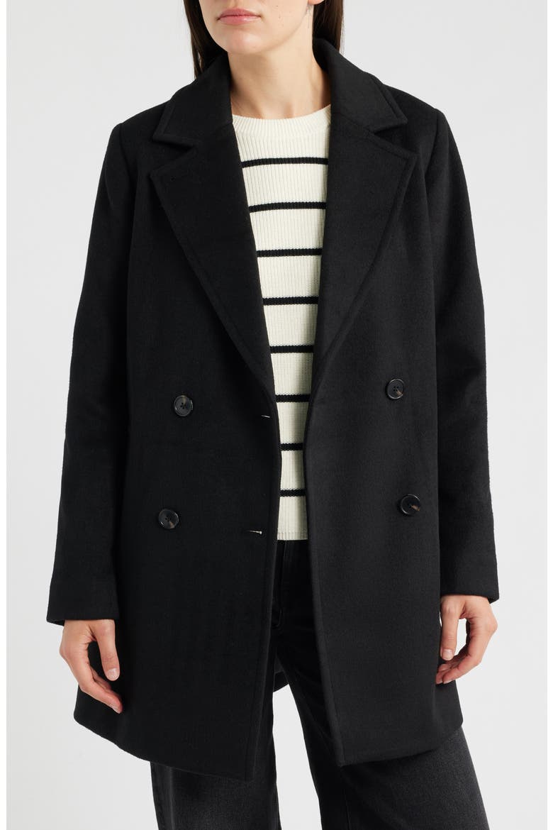 Wool Blend Peacoat, Alternate, color, BLACK
