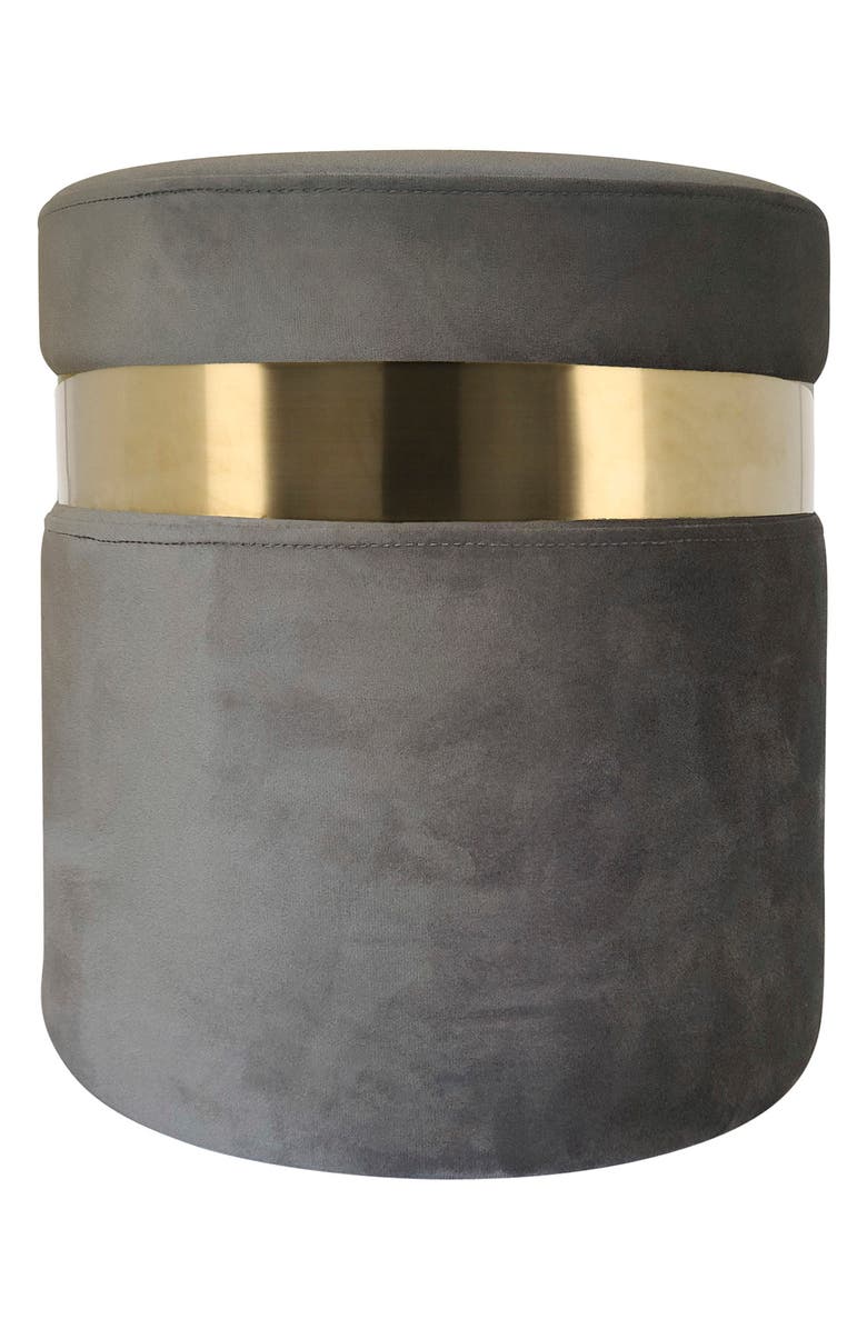 SAGEBROOK HOME Metal Belted Velvet Ottoman, Main, color, 
